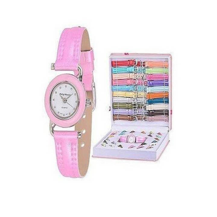 12 in 1 Colors Interchangeable Ladies 2 Watches Set pink Daraz.pk