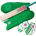 Pack of 3 - Complete Hard Ball Cricket Kit with Bat, Pads & Gloves - Best Quality Accessories at Affordable Price in Pakistan. 