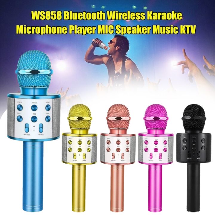 Sixonic WS858 Portable Rechargeable Bluetooth Wireless Karaoke Microphone and HiFi Speaker Best Mic For Singing & Parties Kids & Adults High Quality Sound USB SD Card and AUX Supported