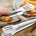 Tongs, Stainless Steel Food Serving Tongs, 9.45 Inches Serving Utensils Perfect for Frying Cooking Grilling BBQ Salad Buffet Steak Toast Bread Pastry Sandwich (Silver). 