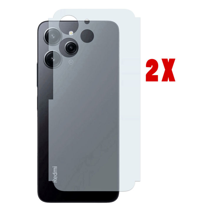 Xiaomi Redmi 12 Back Protector Carbon Fiber Matte Soft Skin Sheet For Redmi 12 - 2Pcs
