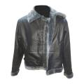 Black Shearling Leather Jacket For Men. 
