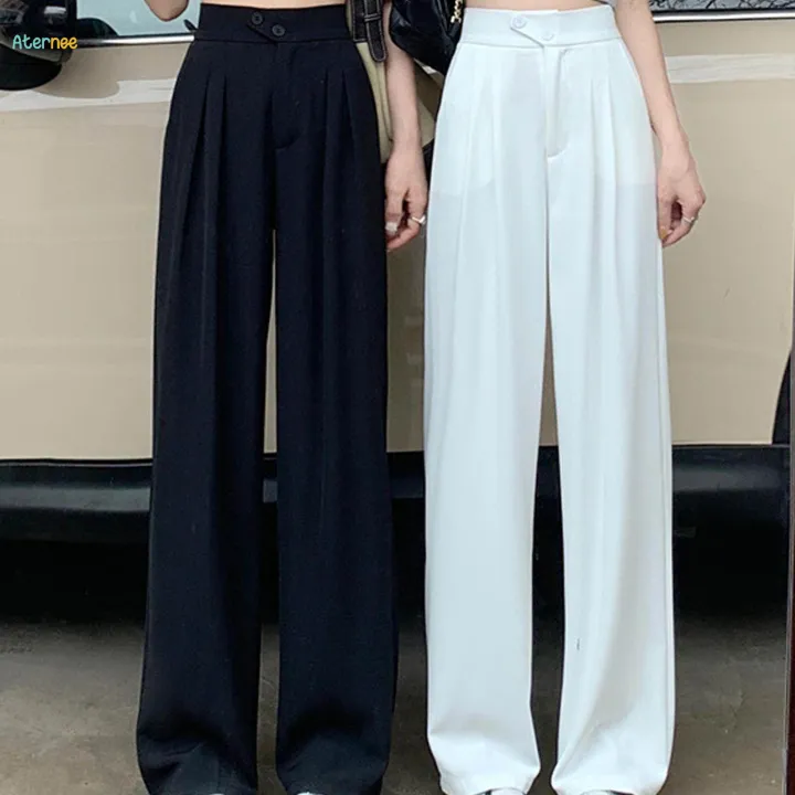 Womens%20Wide%20Leg%20Pants%20Straight%20Leg%20High%20Waisted%20Office%20Loose%20Long%20Pants%20XL%20White%20-%20Image%205