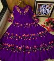 Stylish Flower Embroidered Chiffon Maxi Full Flair (Only Maxi) Paty Wear Maxi Dresses For Women. 