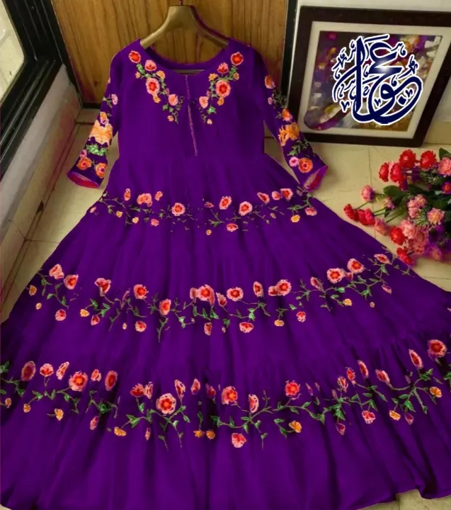 Stylish%20Flower%20Embroidered%20Chiffon%20Maxi%20Full%20Flair%20(Only%20Maxi)%20Paty%20Wear%20Maxi%20Dresses%20For%20Women%20-%20Image%203