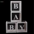 Clear Boxes Baby Boxes with Letters Blocks Foldable Backdrop Ballon Boxes Blocks for Home Children. 