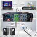 Bluetooth Home Audio Amplifier System-Upgraded 2 Channel 300 Watt Wireless Home Audio Sound Power Stereo Receiver w/USB, Micro SD, Headphone,2 Microphone Input w/Echo, Talkover for PA. 