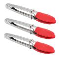 Small Tongs With Silicone Tips 7 Inch Kitchen Tongs – Set Of 3 - Perfect For Serving Food, Cooking, Salad, Grilling Red. 