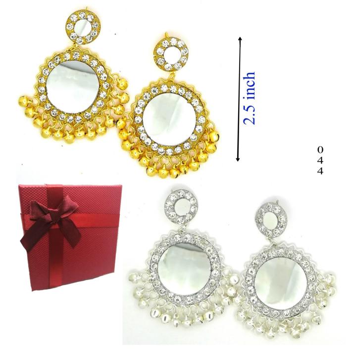 Mirror Crystal ear ring with free gift box