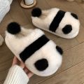 Cozy Soft Winter Panda Slippers Fluffy Animal Panda Plush Slides Cute Thick Sole Girls. 