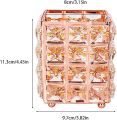 Crystal Makeup Brush Holder, Cosmetic Organizer For Makeup Brushes, Rectangle, Rose Gold. 