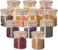 200ml Glass Jars with Bamboo Lids Set of 10, Air Tight Kitchen Food Cereal Containers for Storage, Canister Set for candles  Jam Pasta Spaghetti Tea.... 