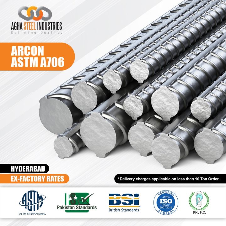 Agha Steel ASTM A706 12 MM Deform Rebar (HYD-Ex-Factory-Rates)