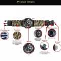 Waterproof Military Tactical Paracord Watch Multifunction Outdoor Survival Watch for Men Sport Wrist Watches with Compass Thermometer. 