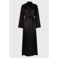 Pure Korean Satin Silk Night Robe - Elegant, Breathable, Black, Matching Belt. 