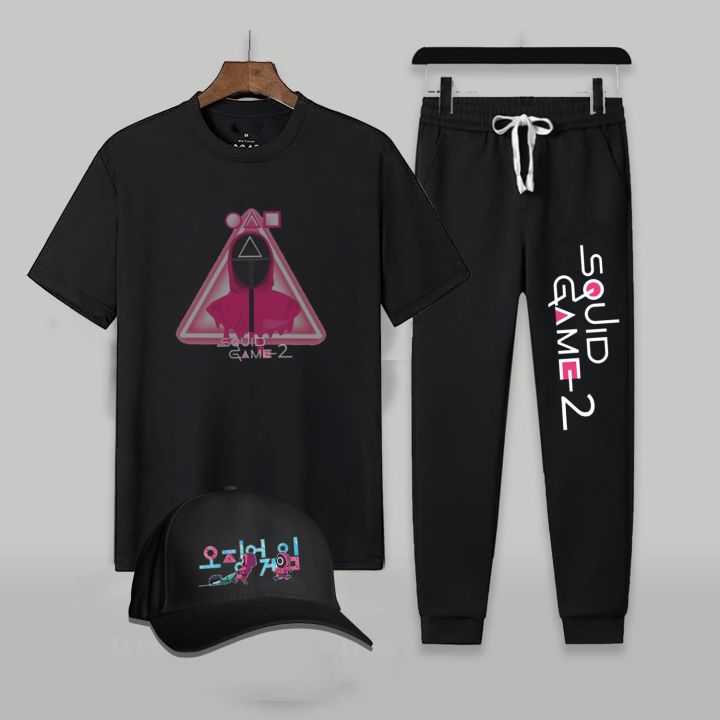 "Squid Game 2-Pack Collection: 3-Piece Tracksuit and Cap Set – Premium Fan Apparel for Ultimate Comfort and Style"