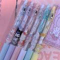 AGSEE Office Accessories Click Action Pen Signature Pen Black 0.5mm Writing Pen Cinnamoroll My Melody Stationery Cartoon Gel Pens Signing Pen Ballpoint Pressable Pens. 