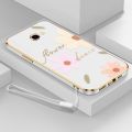 Flower Style Casing for Samsung Galaxy J4 Plus 2018 J4+ J415 2022 New Design Square Shape Phone Case Soft Plating Case Cover with Free Lanyard. 