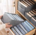 stackable clothes 6 Grids Wardrobe Organizer, Clothes, shirts pants Washable Jeans Compartment Storage Box, Clothes Drawer Mesh Separation Box, Portable Foldable Closet. 