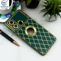 Xiaomi Redmi 12c / Golden Electroplating Rohmbus Pattern Case / Silk Shine Camera Protection / Soft Case With Logo Hole / Mobile Cover. 