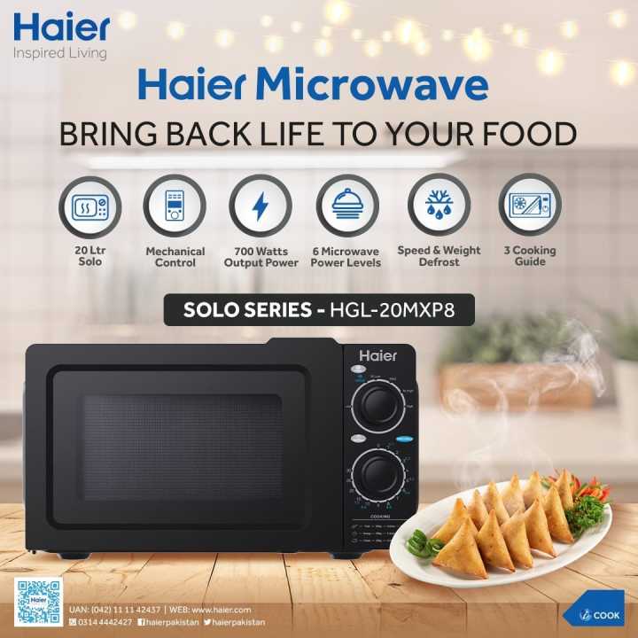 Haier 20L/Solo/HGL-20MXP8 (Internal Light+ Easy Open Door) Microwave Oven/1 Year Brand Warranty