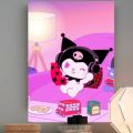 Sanrio Poster Hello Kitty Kuromi Cartoon Anime Canvas Oil Painting Print Children's Room Art Decoration Birthday Kawaii Gift. 