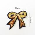 Embroidery Gold Bow Iron on Sew on Patch. 