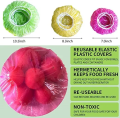 Pack of 5 Plastic Wrap Elastic Lids Reusable Clear BPA Free Elastic Food Covers for Bowls Plates Food Leftovers Family Picnic Disposable Bowl Covers, Colourful Plastic Food Storage Dishes Wrap Bowl Covers Elastic Alternative to Foil. 