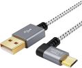 10 Feet Right Angle Micro USB 2.0 Braided Cable, 90 Degree Vertical Right USB 2.0 A Male to Micro USB Male with Aluminium Case,Space Gray. 