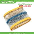 100pcs Metal film resistor Five color ring Weaving 1/4W 0.25W 1% 150K 150K ohm 150Kohm. 