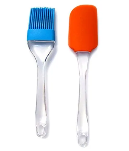 Silicone%20Spatula%20With%20Brush%20(One%20Set),%20Non-Stick,%20High%20Heat%20Resistant%20with%20Transparent%20Handle%20For%20Cooking/Baking,%20Kitchen%20Utensil,%20Multicolour%20-%20Image%202