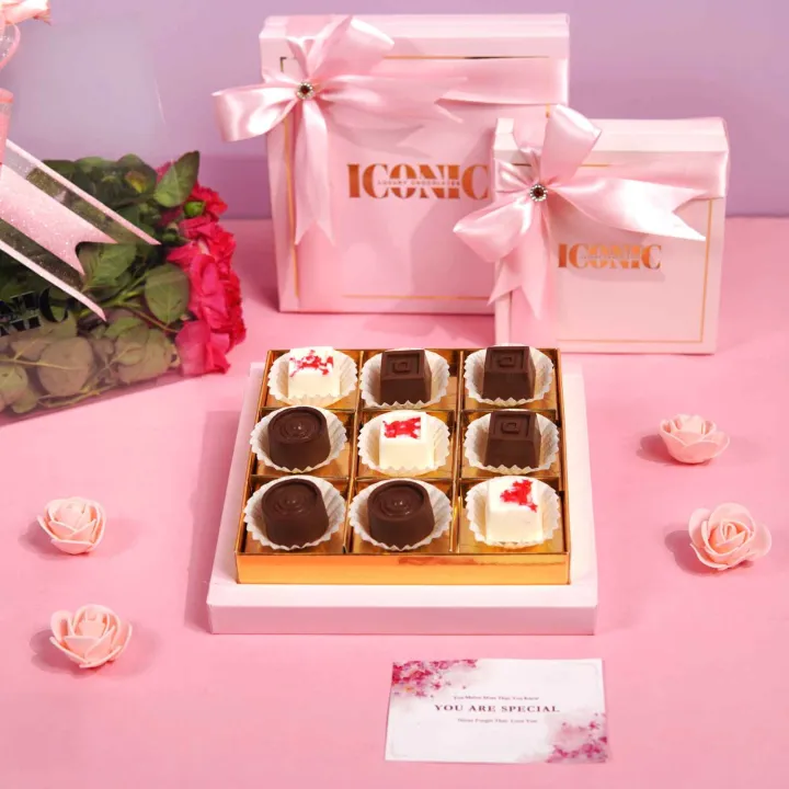 Assorted Chocolate Gift Box (9 Pieces) – Pistachio, Caramel & White ...