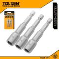 Tolsen 3pcs Magnetic Nut Socket Set (Length 65mm) Tek Screw Bits. 