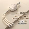 100W High-Speed 3-in-1 USB Cable with Lightning/Micro/Type-C Ports for iPhone, 1.5M Durable Data Sync & Fast Charging Cord. 