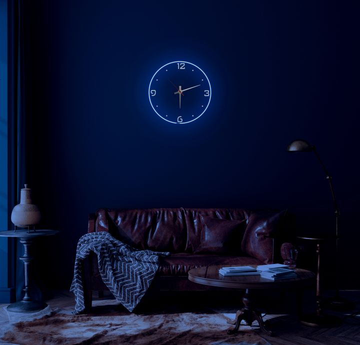 Neon Wall Clock | Wall Clock | Night Light | Acrylic Wall Clock | Clock | Round Clock | Multi Color Neon | Neon style Clock | Acrylic Modern Light Wall Clock | Engraved Acrylic Style | Laser Engraving Acrylic | Room Night Light Wall Clock | Ghar Araish |