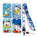 Disney Donald Daisy Duck Girls Slide Cover Student Card Case Hanging Rope Employee Case Lanyard ID Name Card Holder. 
