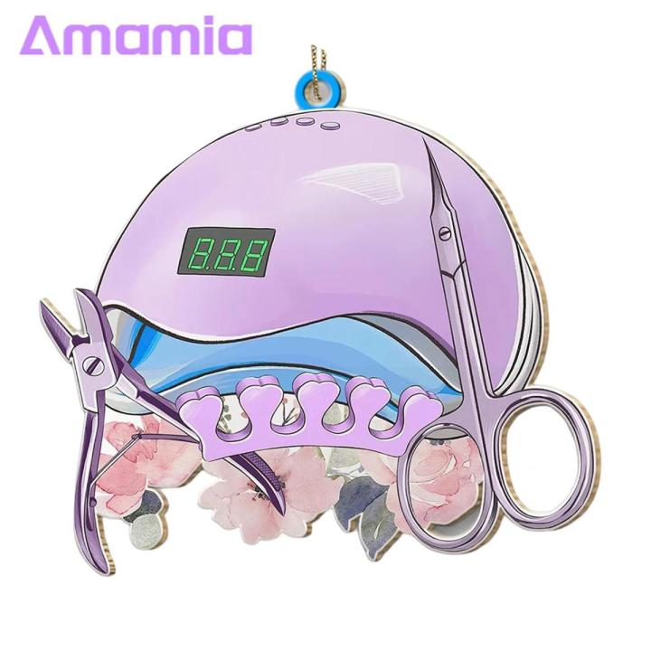 Amamia Makeup Christmas Ornament with String Window Wooden Christmas Hangings Ornament