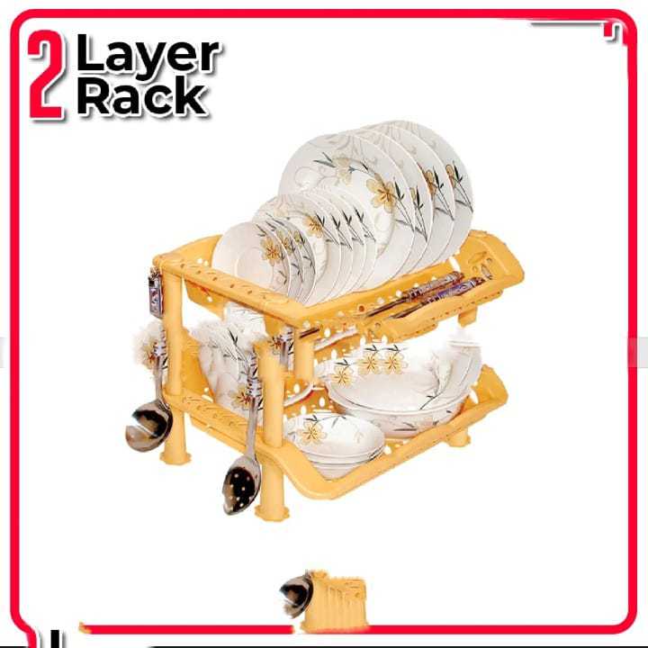 2 Layer Super plate Rack For Kitchen Utensils Dish Drying Rack - BPA Free Premium Plastic 2 Layer Plate Rack - Plastic Dish Drainer Daily Use