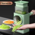 Tabletop Hand Chopper Rotating Manual Vegetable Slicer Machine 3 Blades | Vegetable Cutter & Onion / Fruit Slicer | All in One Chopper for Household Kitchen Cheese Grater. 