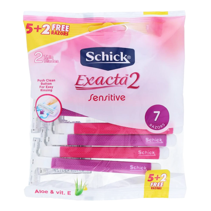 Schick%20Exacta%202%20Sensitive%20Razor%20for%20Women%20(7%20Razors%20Pack)%20%7C%20Twin%20Blade%20Disposable%20Body%20Razor%20for%20Women%20%20%20(5%20Razors%20Pack)%20%7C%20%20Ladies%20Women's%20Girls%20Shaver%20Trimmer%20Razor%20%7C%20(7%20Pcs%20Pack)%20%20Lady%20Razor%20-%20(2%20Blades)%20Pink%20%7C%20%20%20Ladies%20Razer%20%7C%20%20Makeup%20Tweezers%20-%20Image%202