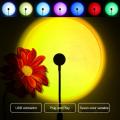 Remote Control RGB Sunset Lamp Projector 16 Colors LED Night Light - Mobile Photography Backgrounds Sunlight Lamp Accessories Kit - Rainbow Lighting Modes USB Powered -  Table Lamp For Bed Room Side Table Night Lamp For Photoshoot , Mobile Photography. 