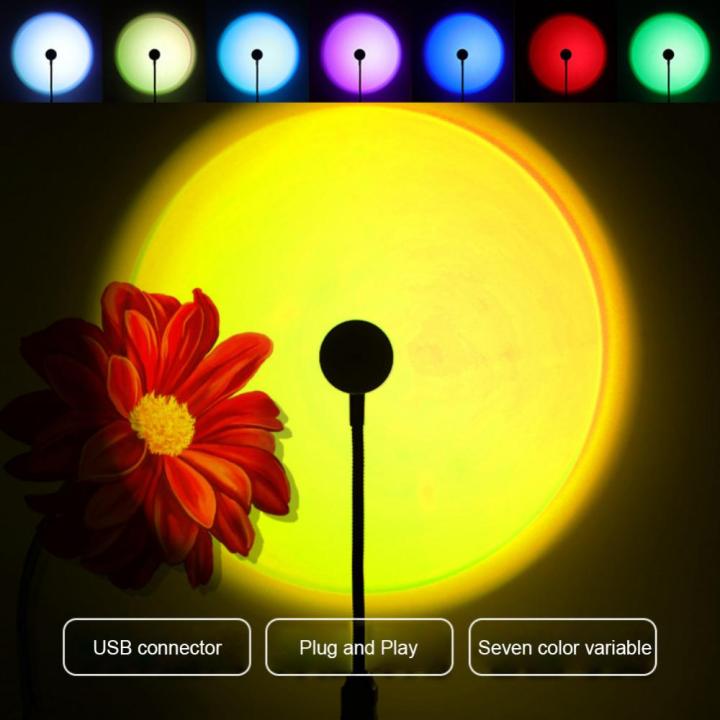 Remote Control RGB Sunset Lamp Projector 16 Colors LED Night Light - Mobile Photography Backgrounds Sunlight Lamp Accessories Kit - Rainbow Lighting Modes USB Powered -  Table Lamp For Bed Room Side Table Night Lamp For Photoshoot , Mobile Photography