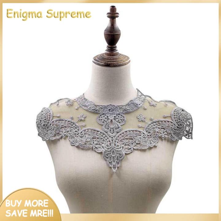 Enigma- Lace Applique Embroidery Process Multi-Color Lace Neck Collar