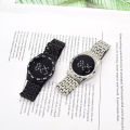 LooKeo mall Fashion-forward Unisex LED Watch with Touch Screen, Diamonds and Steel Strap for Fashionable Couples. 
