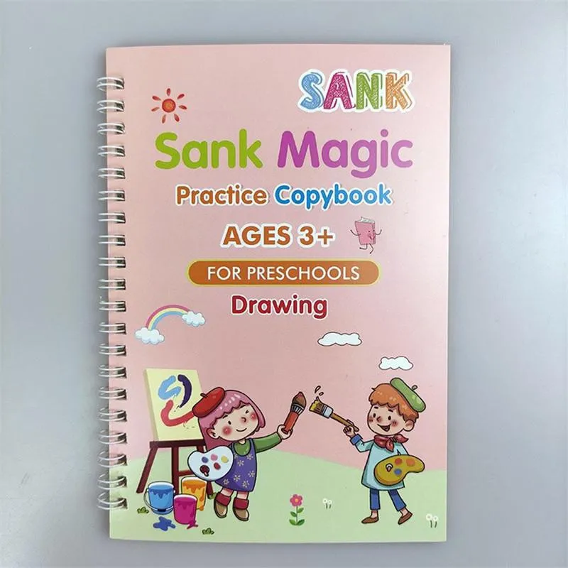Magic Practice Copybook(4 BOOKS+10 INK REFILL) , Magic Book For Montessori children Tracing Handwriting | First Learning Books for Kids | Preschool