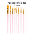 10 Pc Paint Brushes Watercolor Brush Set Art Glass Paintbrushes Black Handle Watercolor Acrylic Oil Brush Painting Art Supplies. 