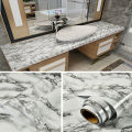 60cm × 200cm Self Adhesive Black / White Marble Sheet for Kitchen - Anti Oil and Heat Resistant Wallpaper. 