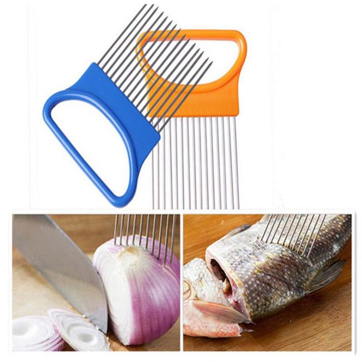 Multi-purpose Onion Cutter Stainless Steel Plastic Vegetable Slicer Cutter Metal Meat Needle Kitchen Accessories Kitchen Gadgets-