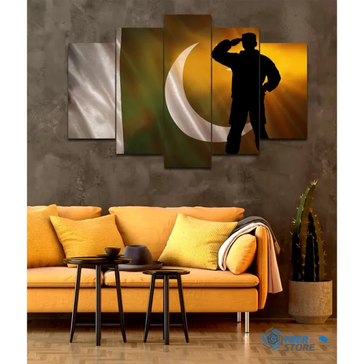 Pakistan Flag And Soldier 5 Piece Modular HD Printed Wall Frame | Daraz.pk