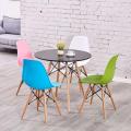 DWS 4 Chairs Round Dining Table Set ( Multi Colour Chairs & Black Table Top ). 